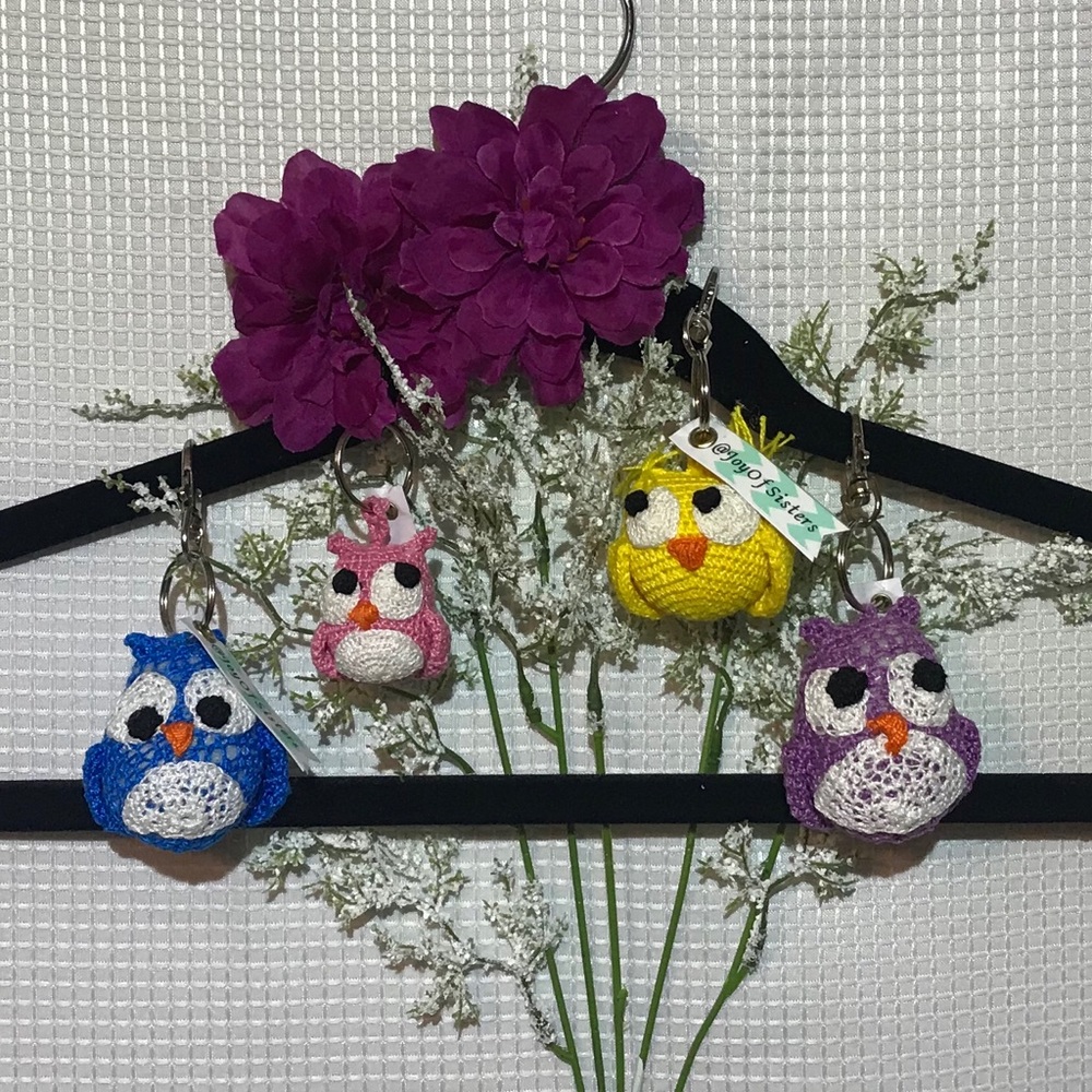 @JoyofSisters exclusive! Hand-crocheted owls